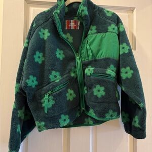 Urban Outfitters Green Floral Kids Puffer Jacket